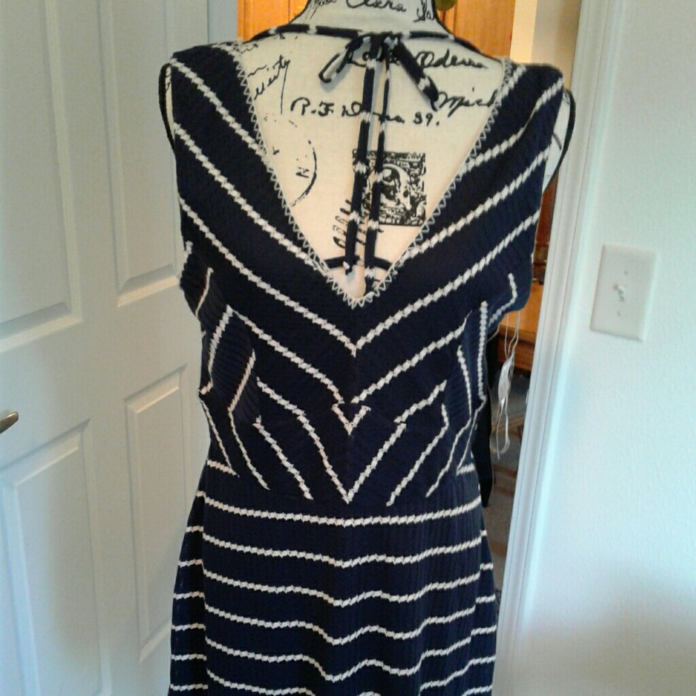 New Navy/White Dress with front tie
